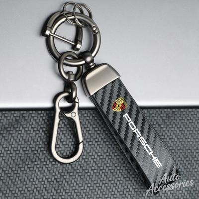 Kohlefaser Auto Schlüsselanhänger Schlüsselring Anhänger Geschäftsgeschenke Für Panamera Cayenne Taycan 911 718 Macan Carrera-GT Zubehör