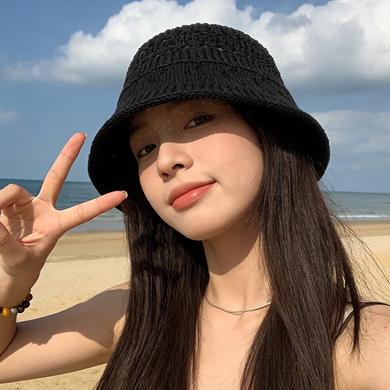 

Summer Fisherman s Hat for Women: Openwork Breathable UV Protection Sun Protection Versatile Face-Slimming New Style Bucket Hat M（56-58cm） чорний