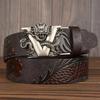 Retro Dragon Carved Pattern Automatic Buckle Leather Belt – Domineering Men's Fashion Accessory