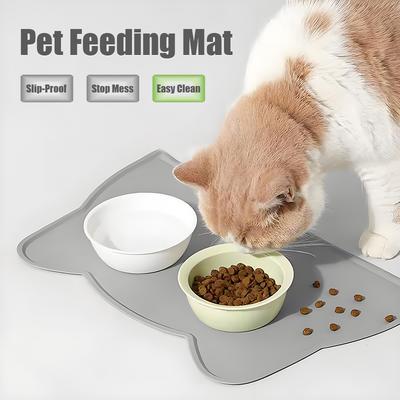 Tapis d'alimentation pour animaux de compagnie en silicone de grande taille, imperméable, antidérapant, plateau d'alimentation pour chat et chien, facile à nettoyer, tapis de bol pour le dîner, garde le sol propre