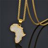 Afrika Karte Anhänger Halskette für Damen Herren Goldfarbe Edelstahl Äthiopischer Schmuck Großhandel Afrikakarten HipHop Artikel N1279