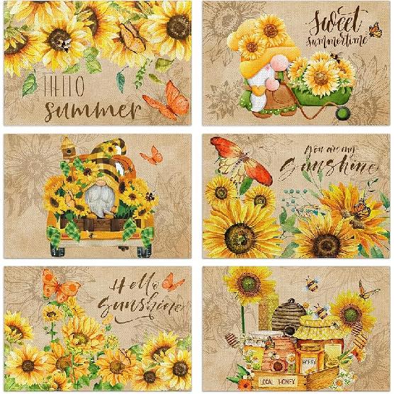 Red Love Valentine's Day Placemats Set of 6, Love Heart Seasonal Farmhouse 12 x 18 Inch Anniversary Wedding Holiday Table Mats for Dining Table Party