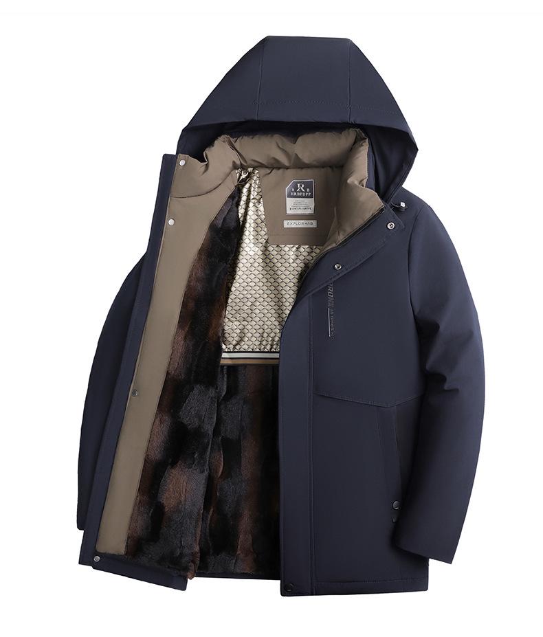 Dad's Winter Fleece-Lined Cotton Coat with Detachable Hood for Middle-Aged and Elderly Men - Thickened and Warm.