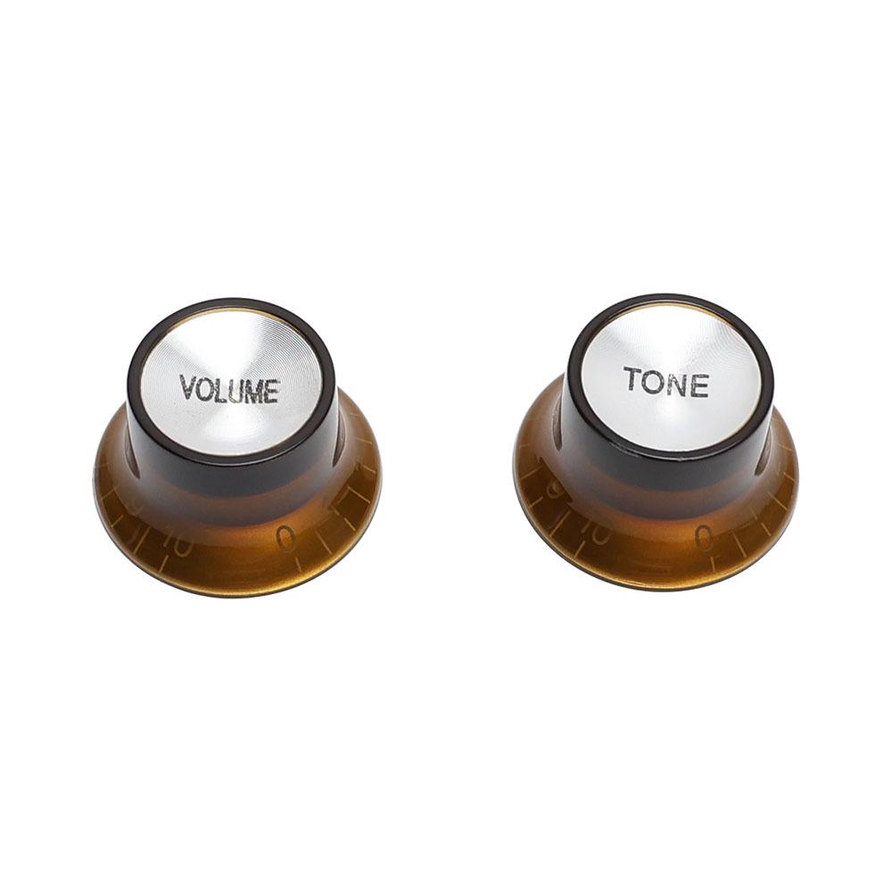 

LP Style Electric Guitar Aluminum Volume & Tone Knob Set (2-Piece) with Splined Shaft Potentiometer Cap