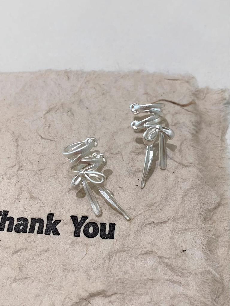Spring/Summer Ribbon Bow Tie-Up Ear Cuff Earrings for Women