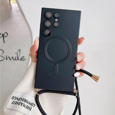 Magnetyczne etui crossbody na telefon Samsung Galaxy S25 S23 Ultra S24 FE S22 S21 Plus Miękka skorupa Wstrząsoodporny pokrowiec ochronny