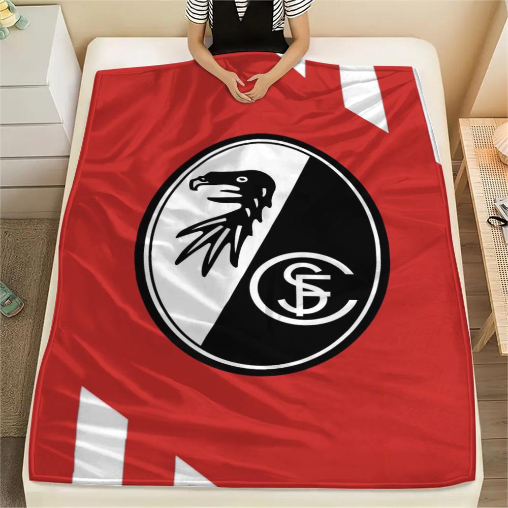 1Pc SC Freiburg Print Flannel Blanket High Quality Warm Comfortable Cover for All Seasons Perfect for Gifts Home Decor