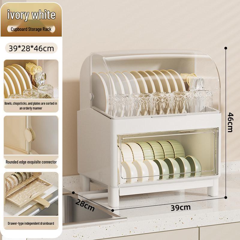 Kitchen Bowl & Chopstick Storage Rack with Lid for Tableware and Dish Draining