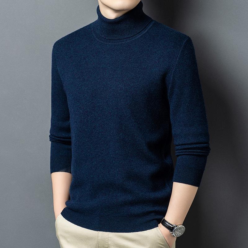 

Men s High-Neck Wool Sweater - Warm, Thick Knitwear for Business Casual, Autumn/Winter Triple Extra Large