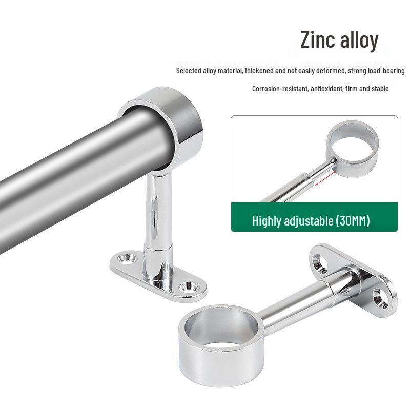 Stainless Steel Wall-Mounted Rod Holder for Clothes, Towels, or Curtains