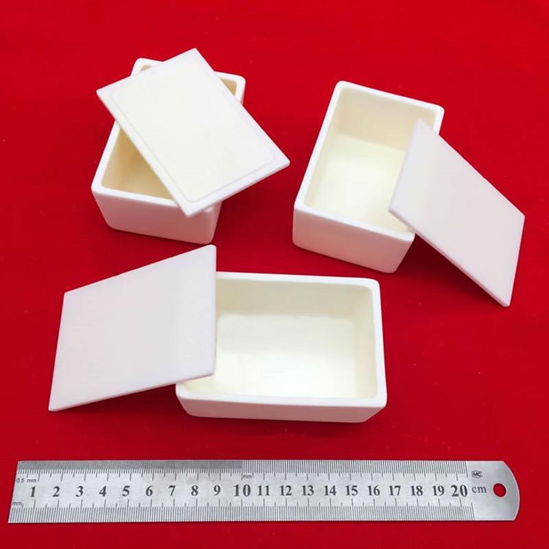 Rectangular Aluminum Boat With Lid 1pc Length 50mm-120mm*Width 20mm-65mm Square Al2O3 99% Pure Alumina Corundum/Ceramic Crucible 50x20x10mm with lid
