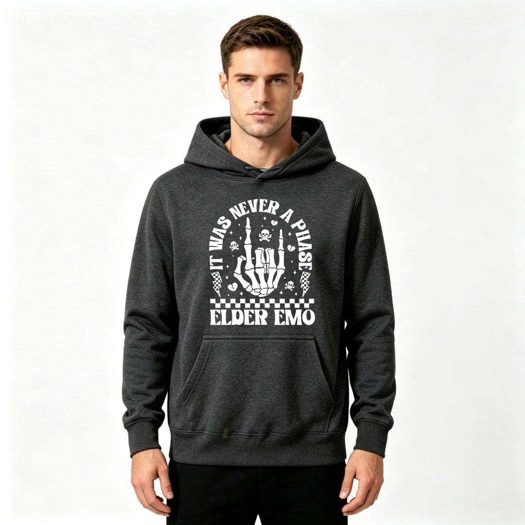 Men s Elder Emo It Was Never A Phase Skeleton Rock Hand Printed Casual Hoodie Long Sleeve Autumn Winter Streetwear Pullover Hooded Sweatshirt S