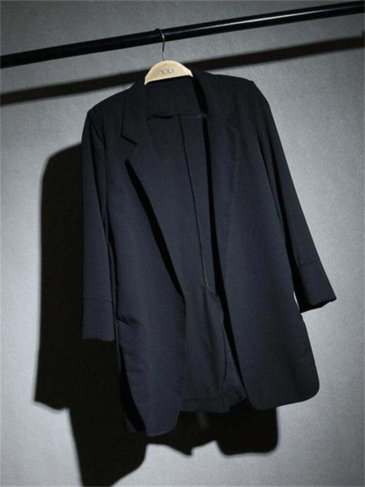 Blazers Women Chiffon Korean Outwear Spring Sunscreen Loose Without Placket Solid Simple Long All-match Soft Fashion Streetwear