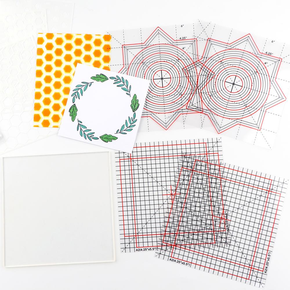 Photopolymer Grip Mat with Printed Guides Multi-Use Non-Slip Sticky Mats Fit in Stamp Positioning Tool for Centering Aligning