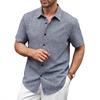 Men Summer Button-up Shirt Short Sleeve Turndown Collar Shirt Casual Loose Fit Holiday Shirt for Beach Vacation Street