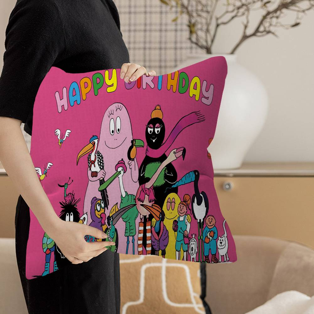 Les Barbapapa Family Anime Cushion Cover Pillowcase Upholstery Sofa Throw Pillow Home Decor Pillowcas