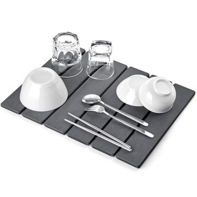 ISHU Kitchen Draining Mat, Diatomaceous Earth, Absorbent, Hard, Drains Dishes, Sink, Large, Quick-Drying, Safe for Dish Draining, Tray, Bath, and More