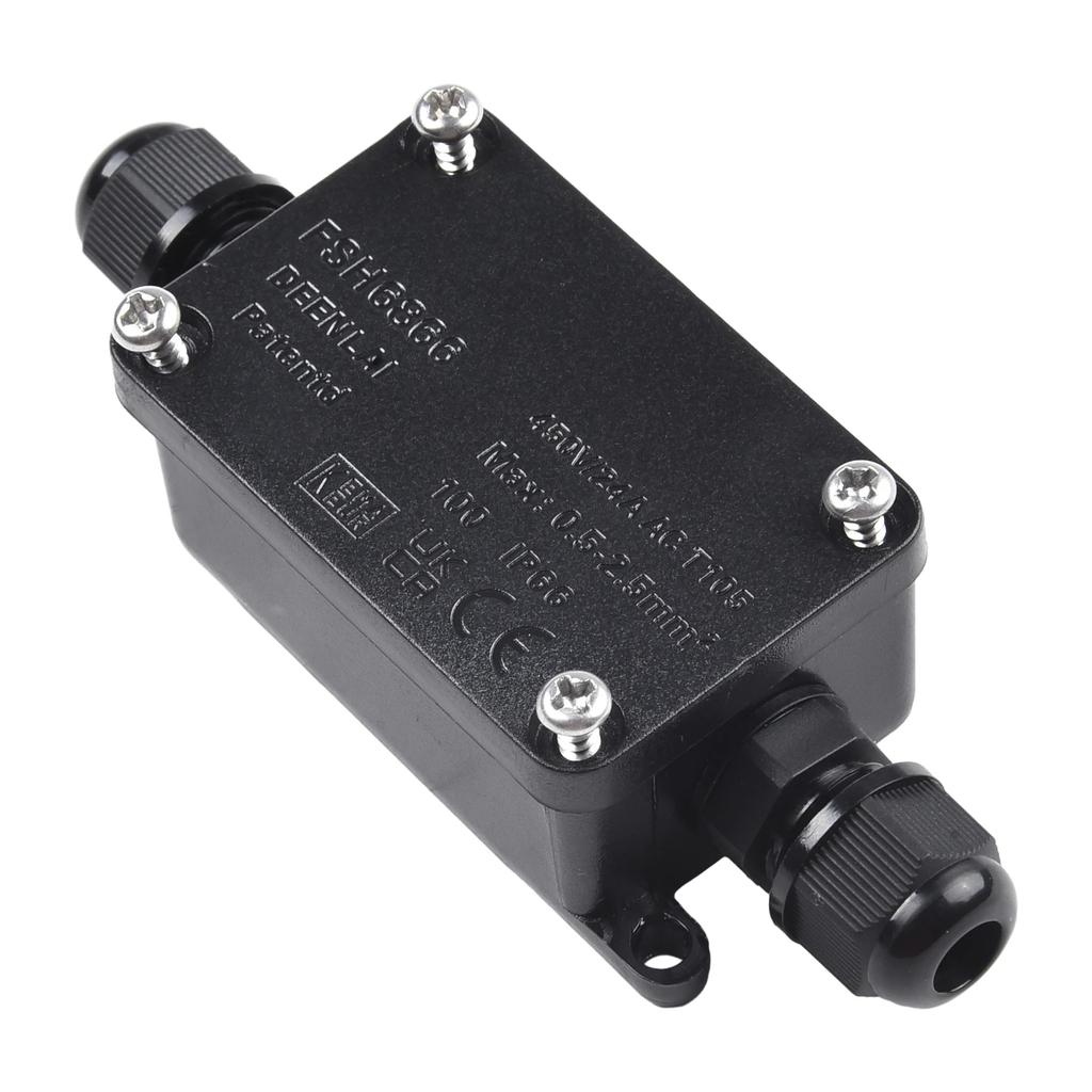 2Way Outdoor Waterproof IP65 Cable Connector PC Junction Box 240V Black Junction Box For Outdoor Lamps And Lanterns