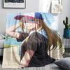 1PC Summer time Rendering Print Flannel Blanket, High quality All Seasons, Home Decor, Warmth and Comfort, Perfect for Christmas Gifts
