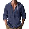 Men's Loose Hooded Long Sleeve Casual Beach Shirt.
