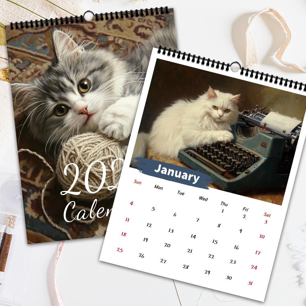 1pc 2026 Wall Calendar, High-Resolution Cat Photos, 12 Beautiful Designs, Monthly Plans, Perfect Gift for Birthday, Christmas