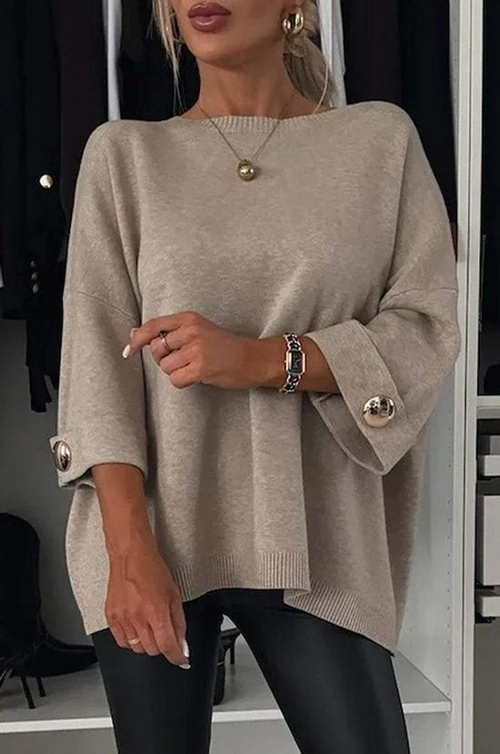 2025 Cross-Border Autumn Women s Casual Round Neck Top XL верблюд