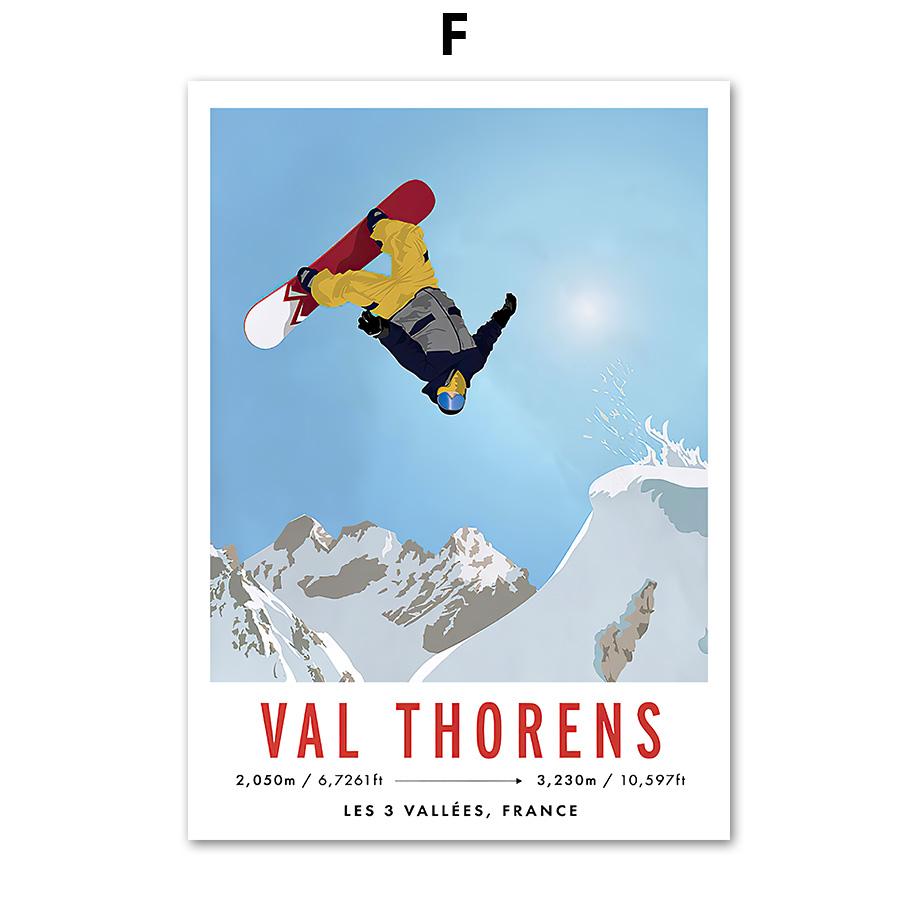 Nordic Tignes Aspen Snowboard Ski France Canada Wall Art Canvas Paintings Poster And Print Pictures For Living Room Home Decor
