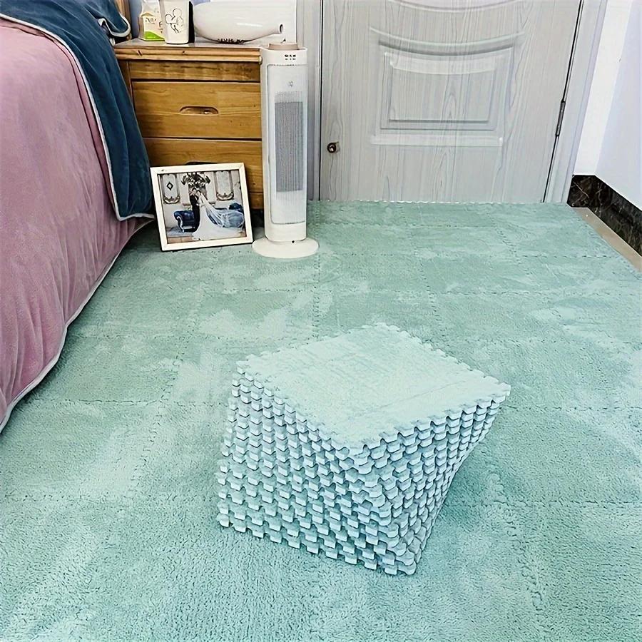 16pcs Soft Anti-Fall Interlocking Floor Mat Square Foam Tile Carpet Children's Puzzle Sports Mat Bedroom Bedside Decoration