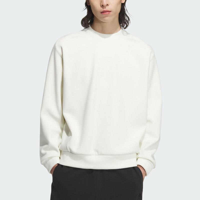adidas Men's ST WARM Tops Crew Neck Sweatshirt Cream White JI6651