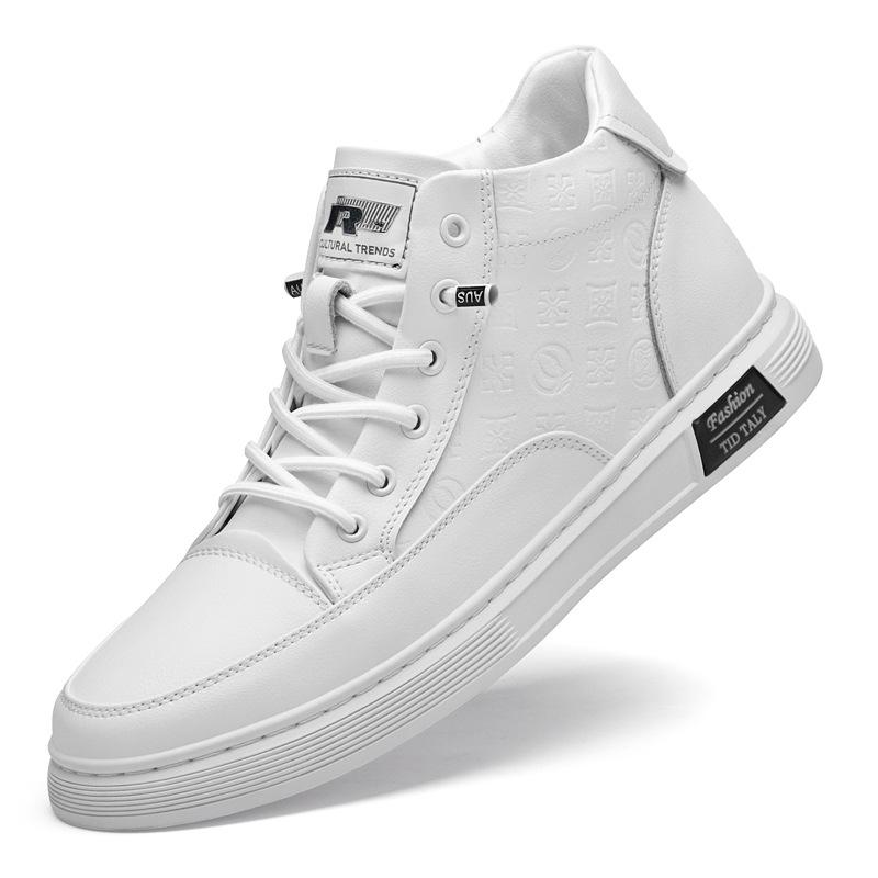 Autumn high-top men's shoes trend side zipper casual leather shoes men's fashion board shoes men's sports trendy shoes