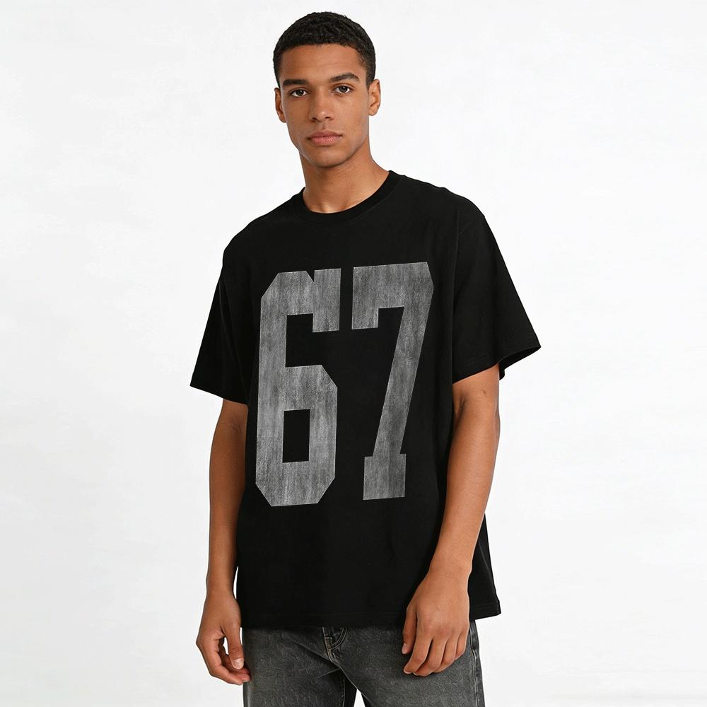 T-shirt Casual a Manica Corta con Stampa Numero 67 Vintage T-shirt in Puro Cotone