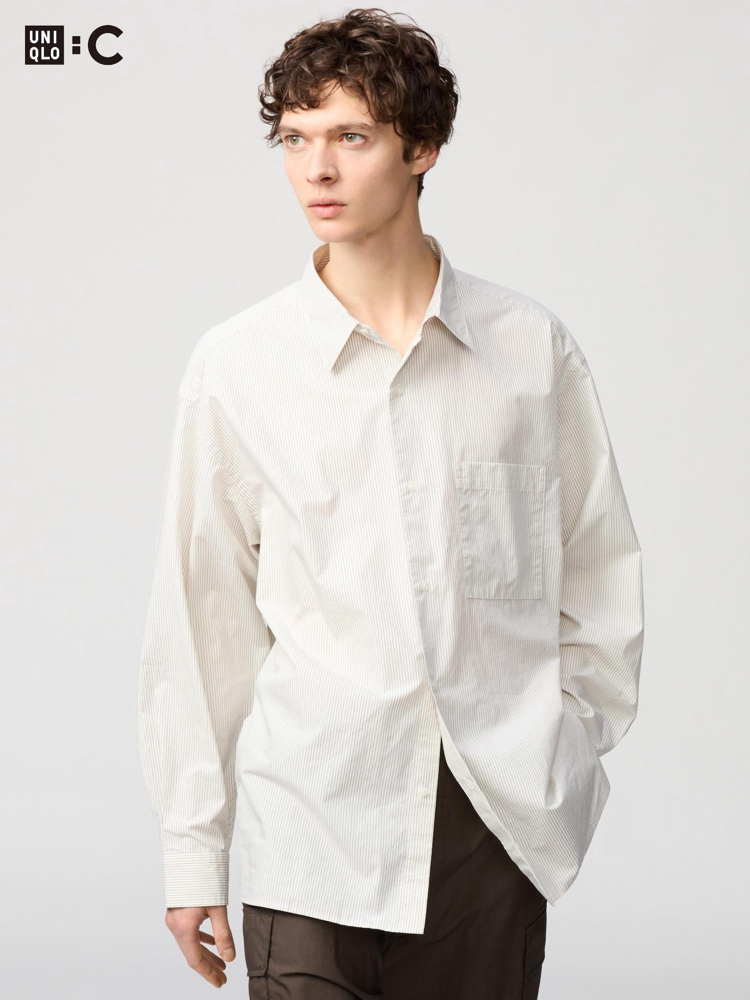 

Uniqlo Рубашка свободного покроя с длинным рукавом в полоску 01 OFF WHITE/UNISEX 4XL