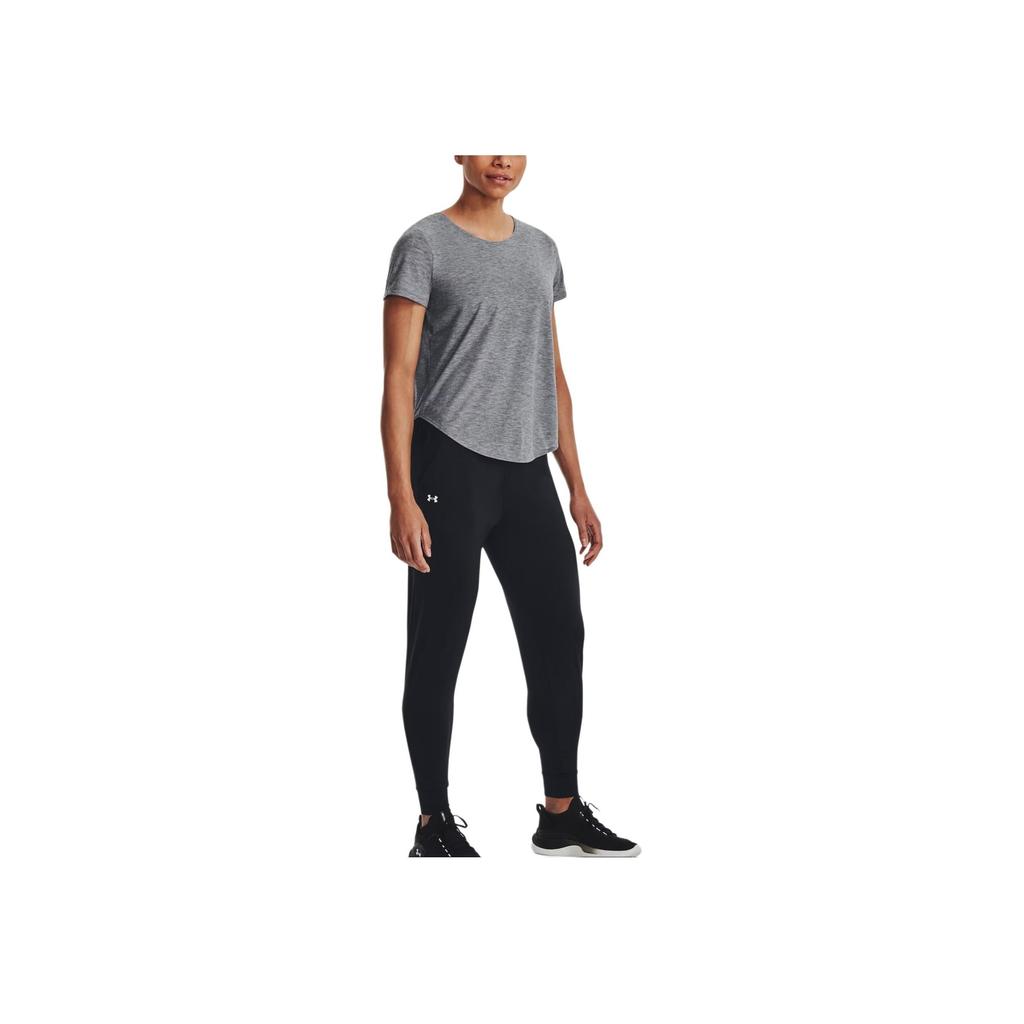 Under Armour Solid Color Print Logo Drawstring Joggers Women Bottoms Black 1373083-001