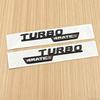 2pcs 3D ABS Letters TURBO 4MATIC Plus Logo Car Bumper Sticker Side Emblem Badge for C117 W117 GLE53 GLA45 A45 A35 CLA35 CLA45