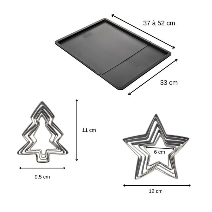 Ensemble avec plaque à pâtisserie extensible et 10 emporte-pièces - ZENKER