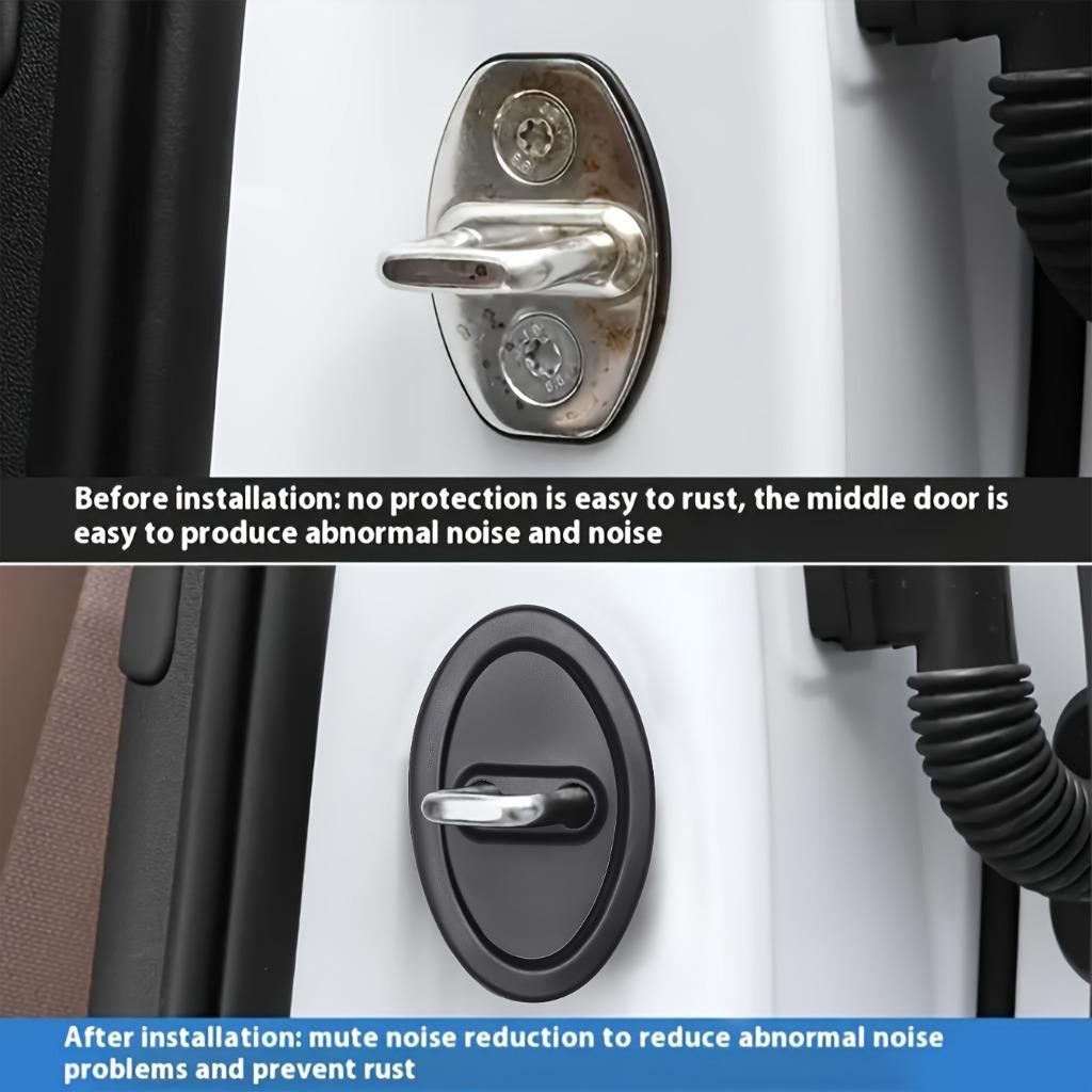 4pcs Black Car Door Shock Absorbing Pads - Anti-Collision and Noise Reduction, Door Lock Protector Stickers for Enhanced Vehicle Protection