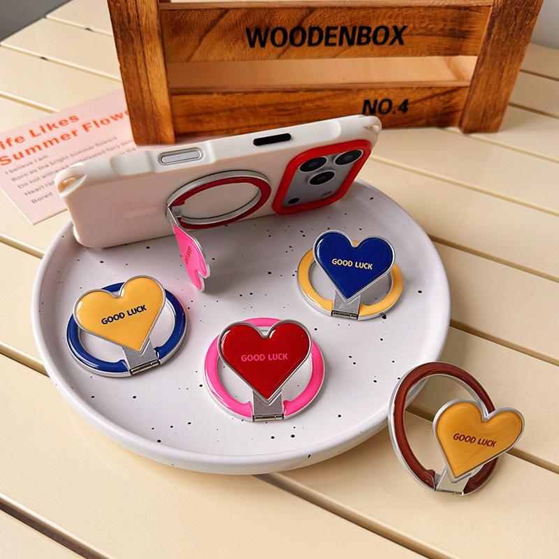 Korean-Style Colorful Heart Magsafe-Compatible Magnetic Phone Folding Alloy Stand