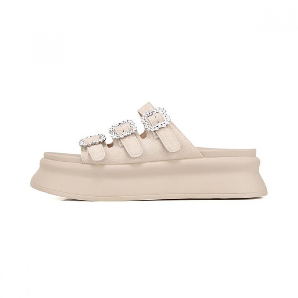 Barbara Leather Spirit Jewel Buckle Platform Mule 5.5cm Bbj422