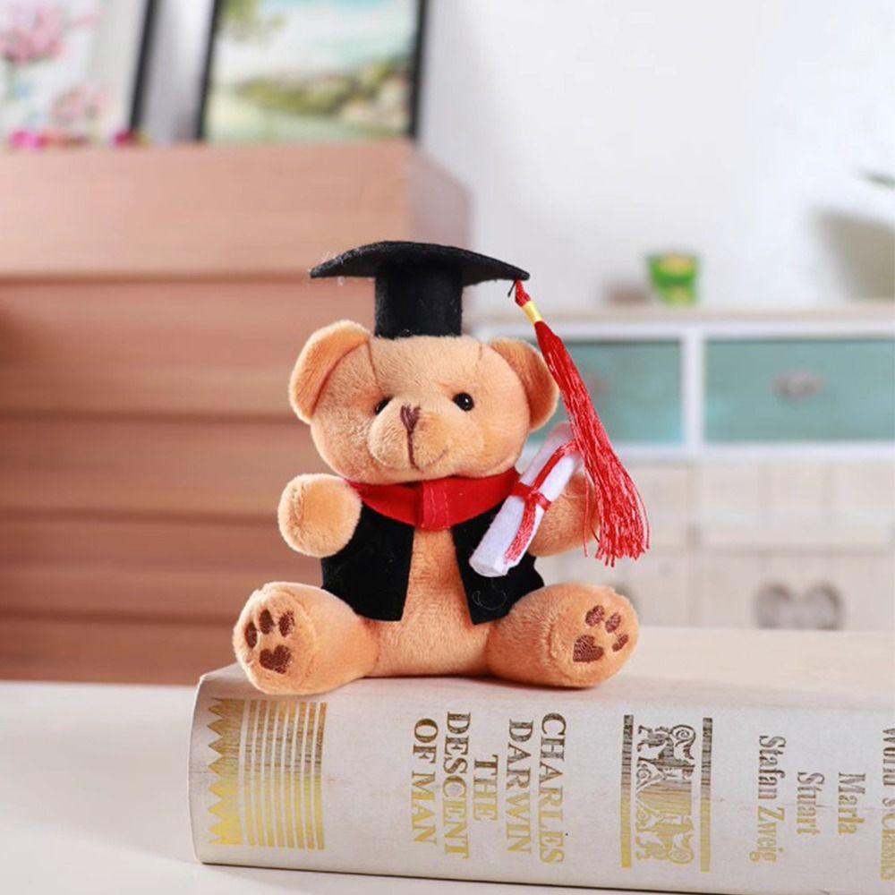 12cm Glasses Bear Doctor Bear Plush Toy Cartoon Bag Hanging Pendants Graduation Gift  Graduation