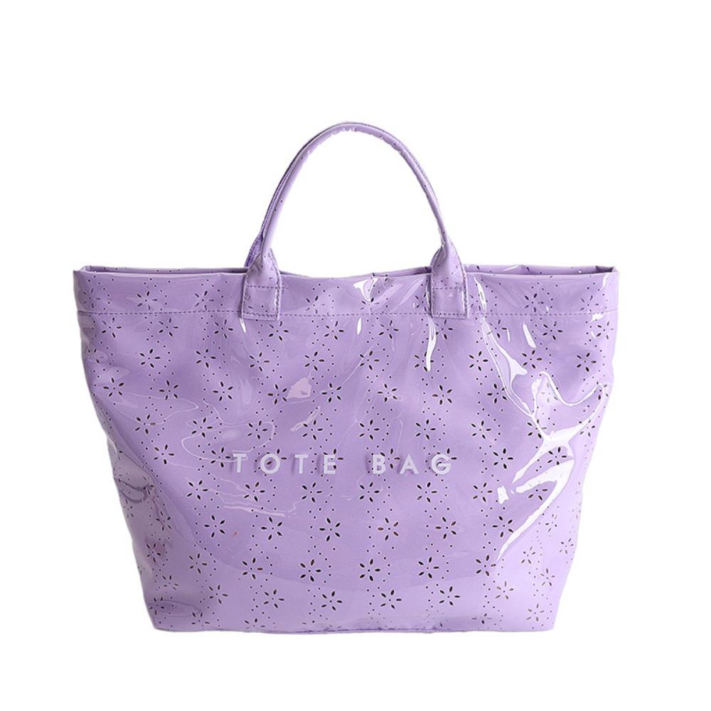 

Travel Waterproof Transparent Jelly Bag Letter Print Flower Letter Prints Handbags Shoulder Bag Large Capacity Beach Bag Outdoor фіолетовий