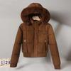 Women's Short Winter Cotton Parka with Fur Collar - Thickened Korean Style Velvet Jacket