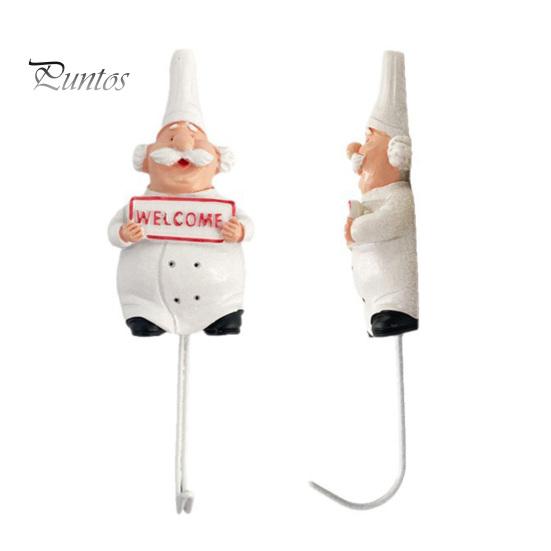 Wall Mounted Hooks for Shopping Bags Chef Style Sticky Hook, Resin Kitchen Organizer, Funny Decor Accessories Adhesive Decorative Hook Spatulas