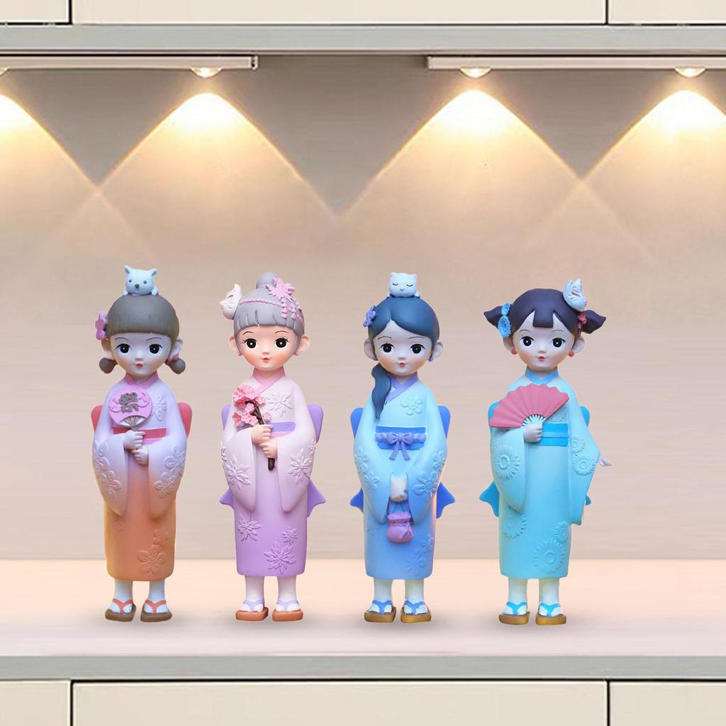 Pryskyřičná soška Asijská figurka Kabuki Japonské kimono Gejša panenka Miniaturní socha pro vitrínu Domácí vitrína Dárky na párty