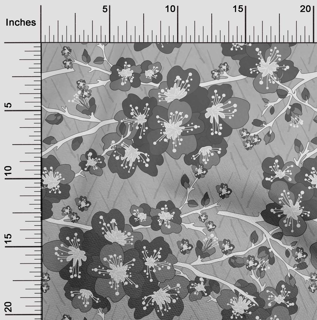 oneOone Cotton Flex Gray Fabric Asian Chinese Floral Diy Clothing Quilting Fabric Print Fabric By Yard 40 Inch