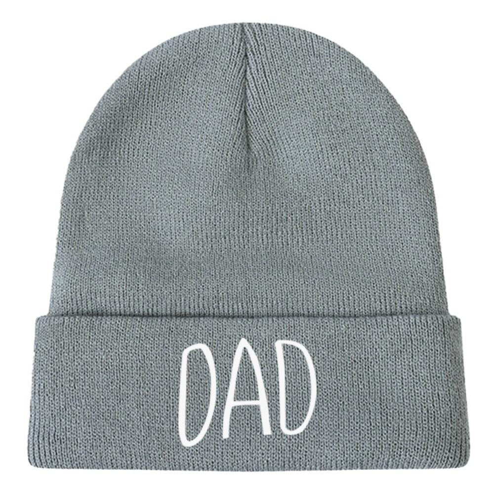 Family Matching MOM DAD Knit Beanie Stretch Cuffed Matching Hat Stretchy Couple Hat Parent Gift DAD Grey