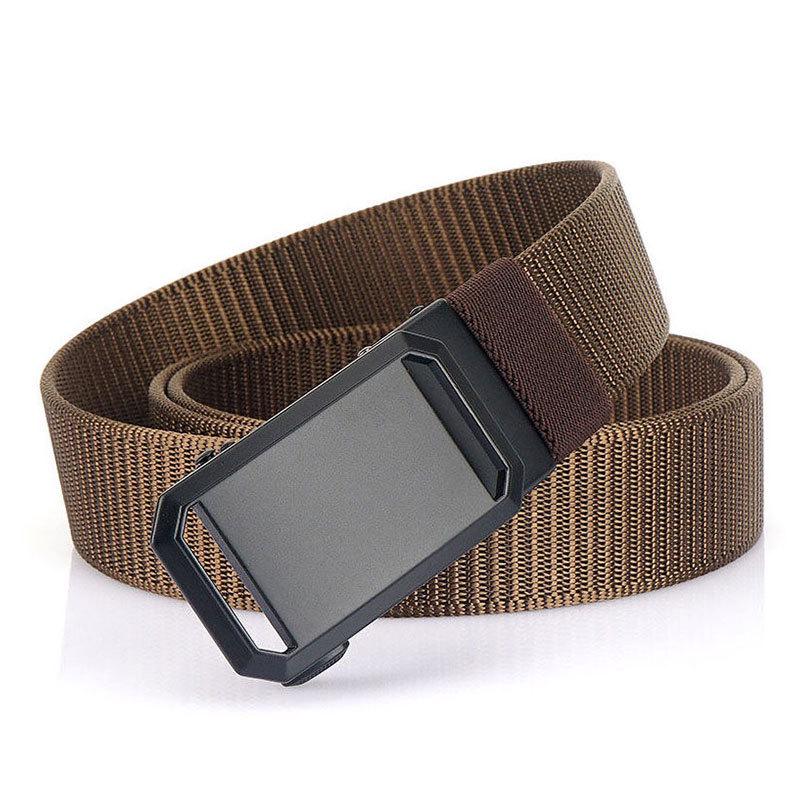 

Men s Canvas & Leather Belt with Automatic Buckle - Business Casual and Versatile 130 cm коричневый