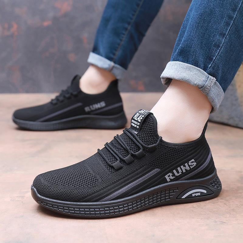 

New cloth shoes men s fashion sports men s single shoes soft-soled spring and summer casual middle and old dad shoes 44 черный серый