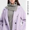 ELLASSAY Women's Elegant Lavender Wool Double-Breasted Long Coat