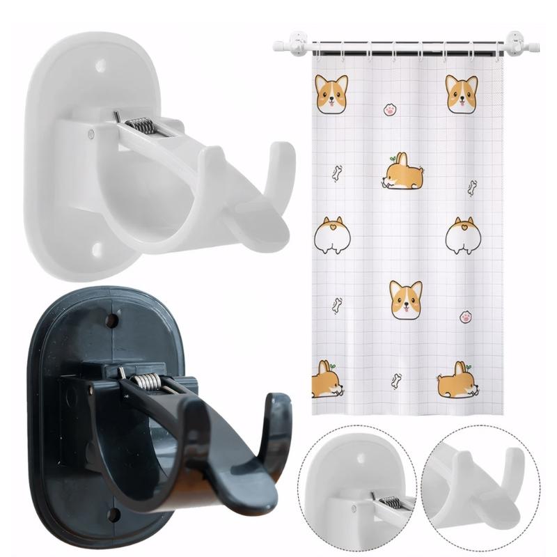 Modern Adhesive Hooks For Curtains 6Pieces No Drilling ABS Mounting Brackets Shower Rod Clips Hangers Kitchen Bedroom