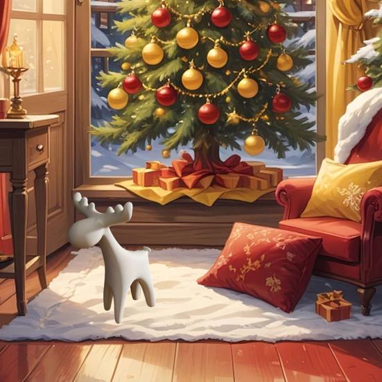 Reindeer Figurine 3D Printed Small Deer Statue Christmas Tabletop Ornament for TV Stand Shelf Wine Rack Cabinet Mantle Decoration